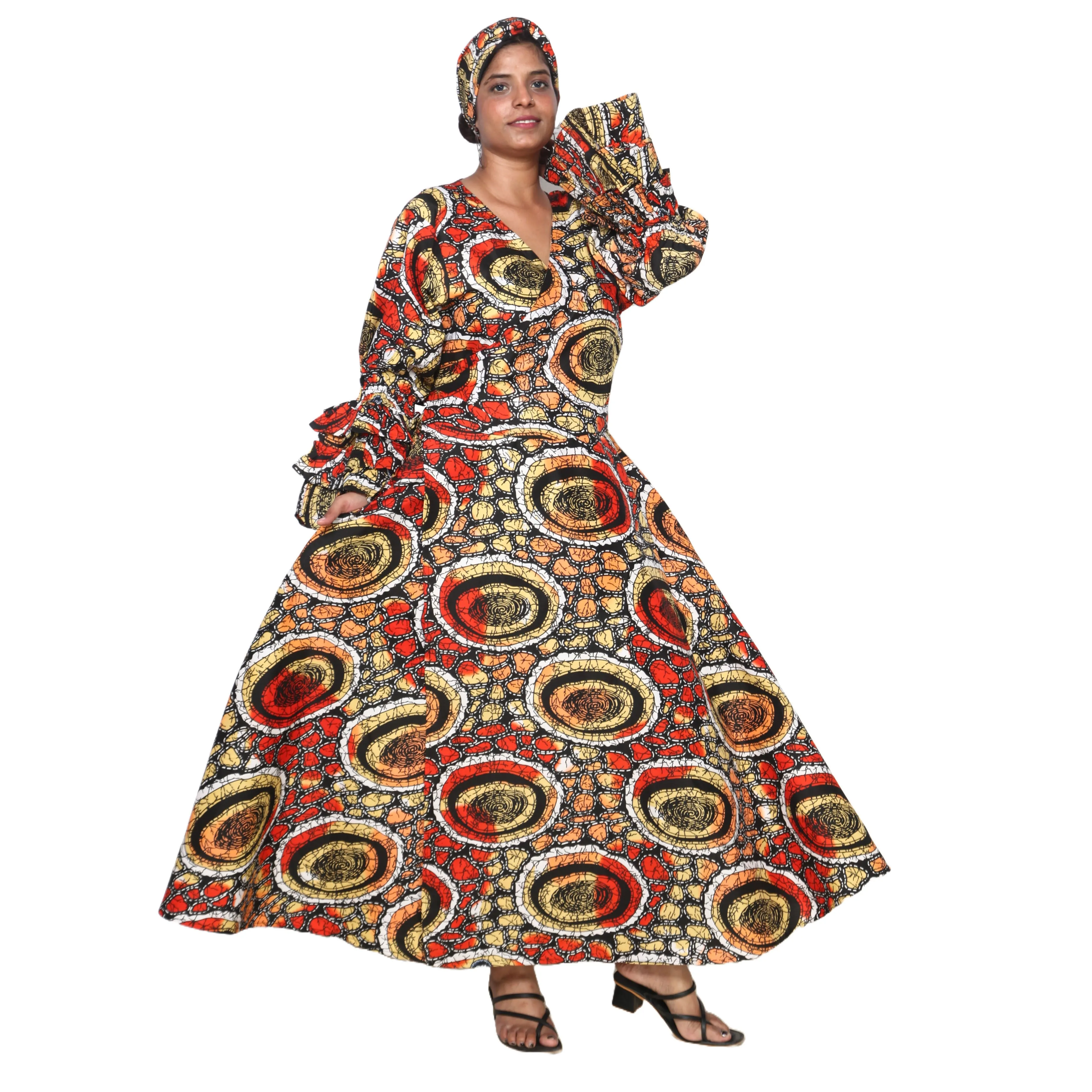 Women's Poly-Cotton Wrap Dress -- FI-80 FS