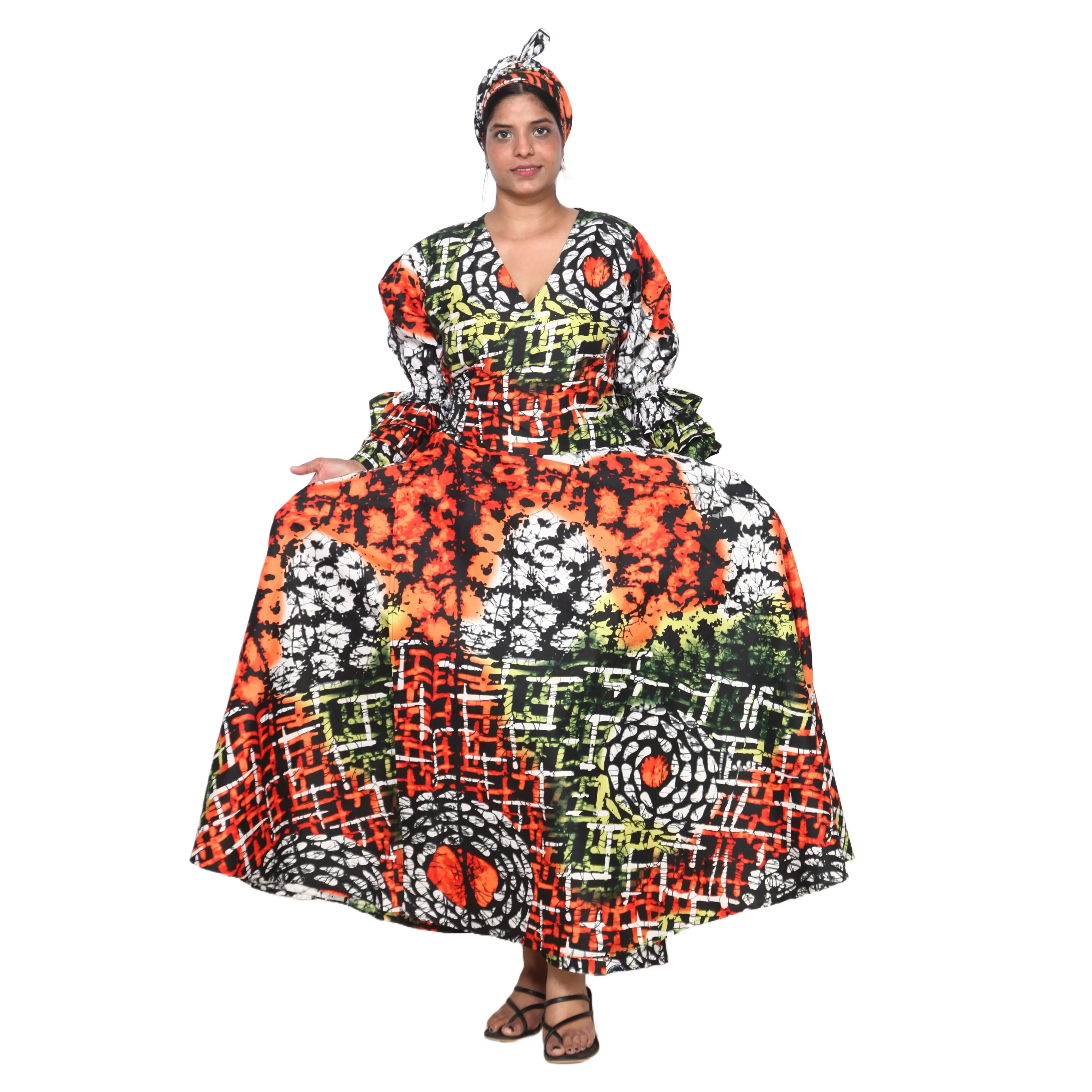 Women's Poly-Cotton Wrap Dress -- FI-80 FS