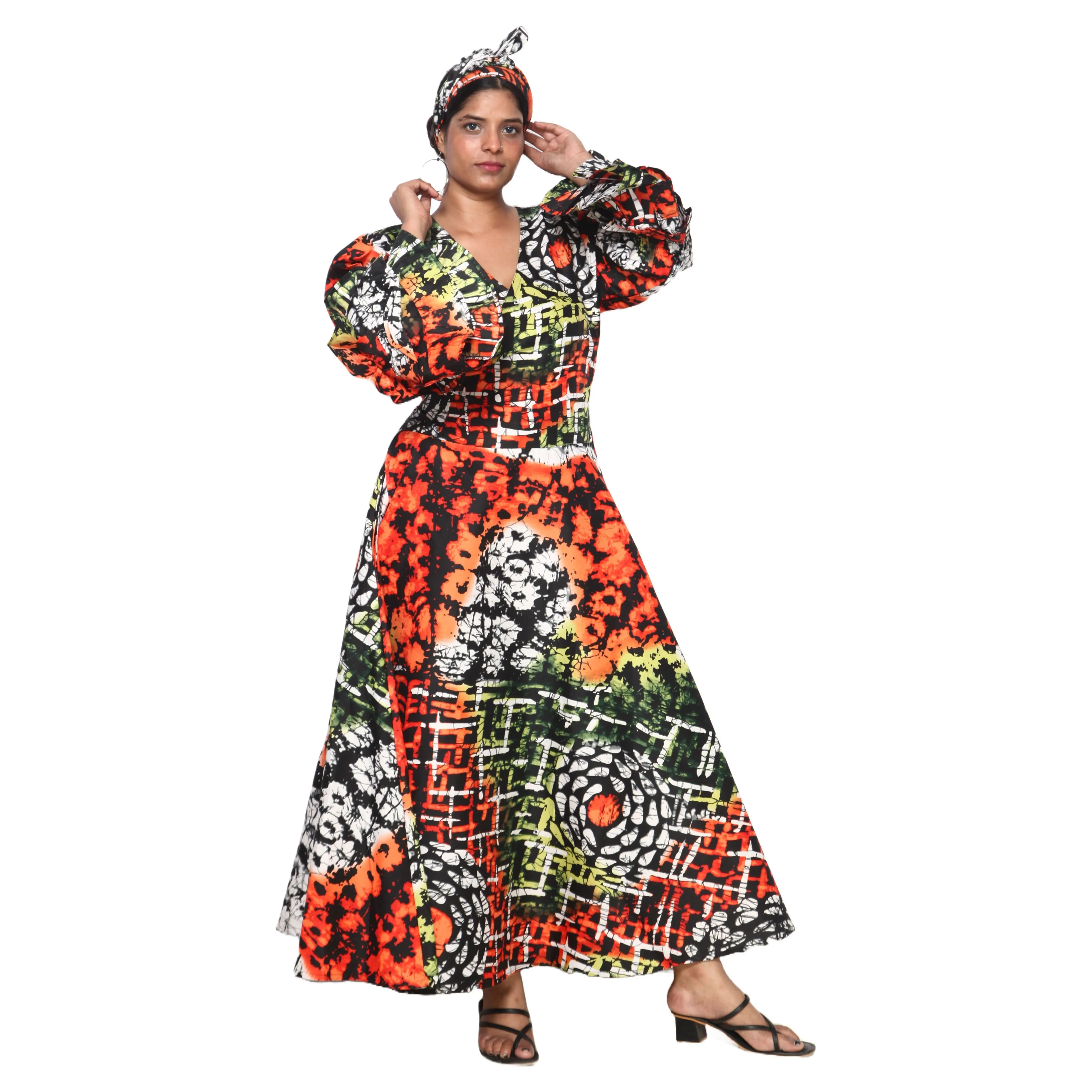 Women's Poly-Cotton Wrap Dress -- FI-80 FS