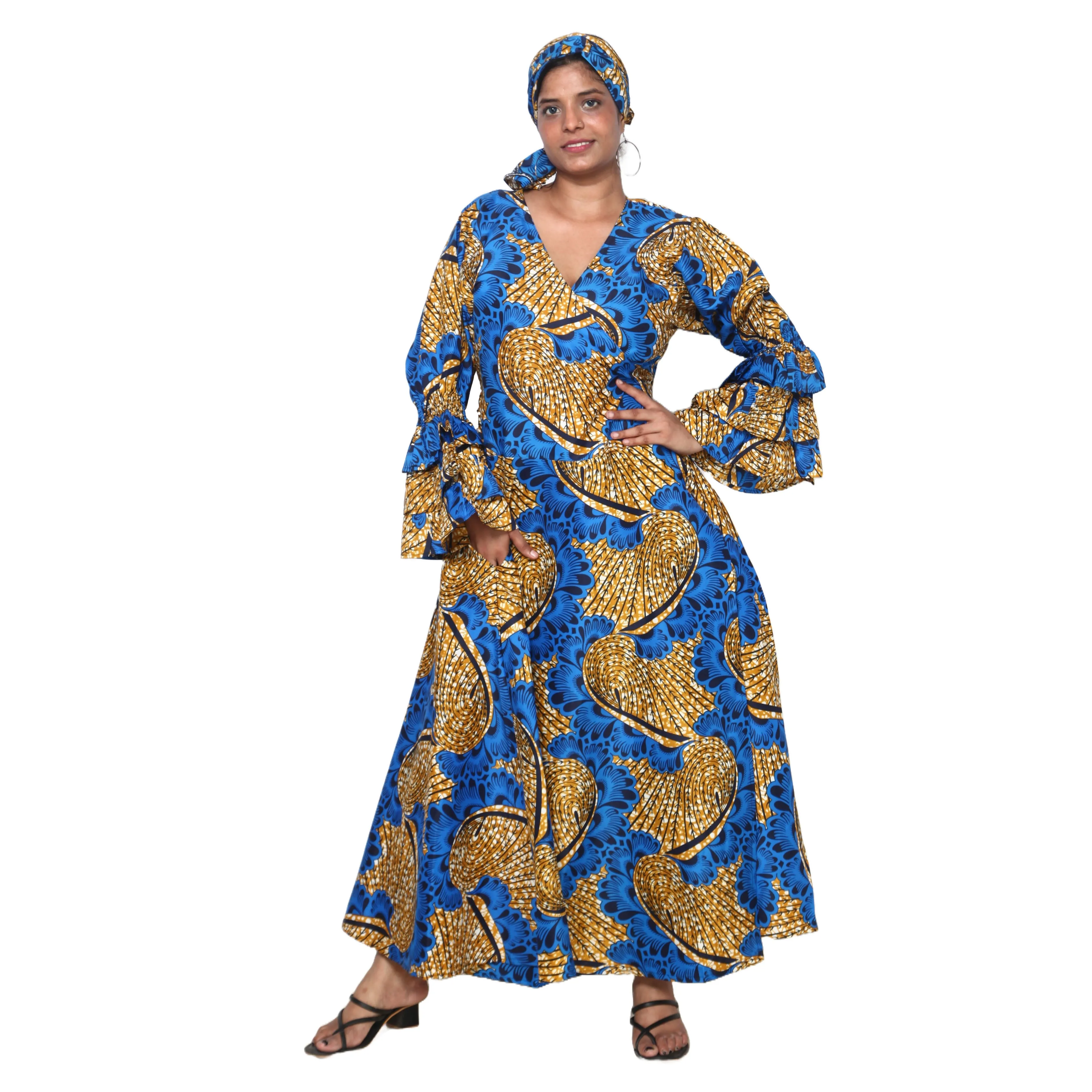 Women's Poly-Cotton Wrap Dress -- FI-80 FS