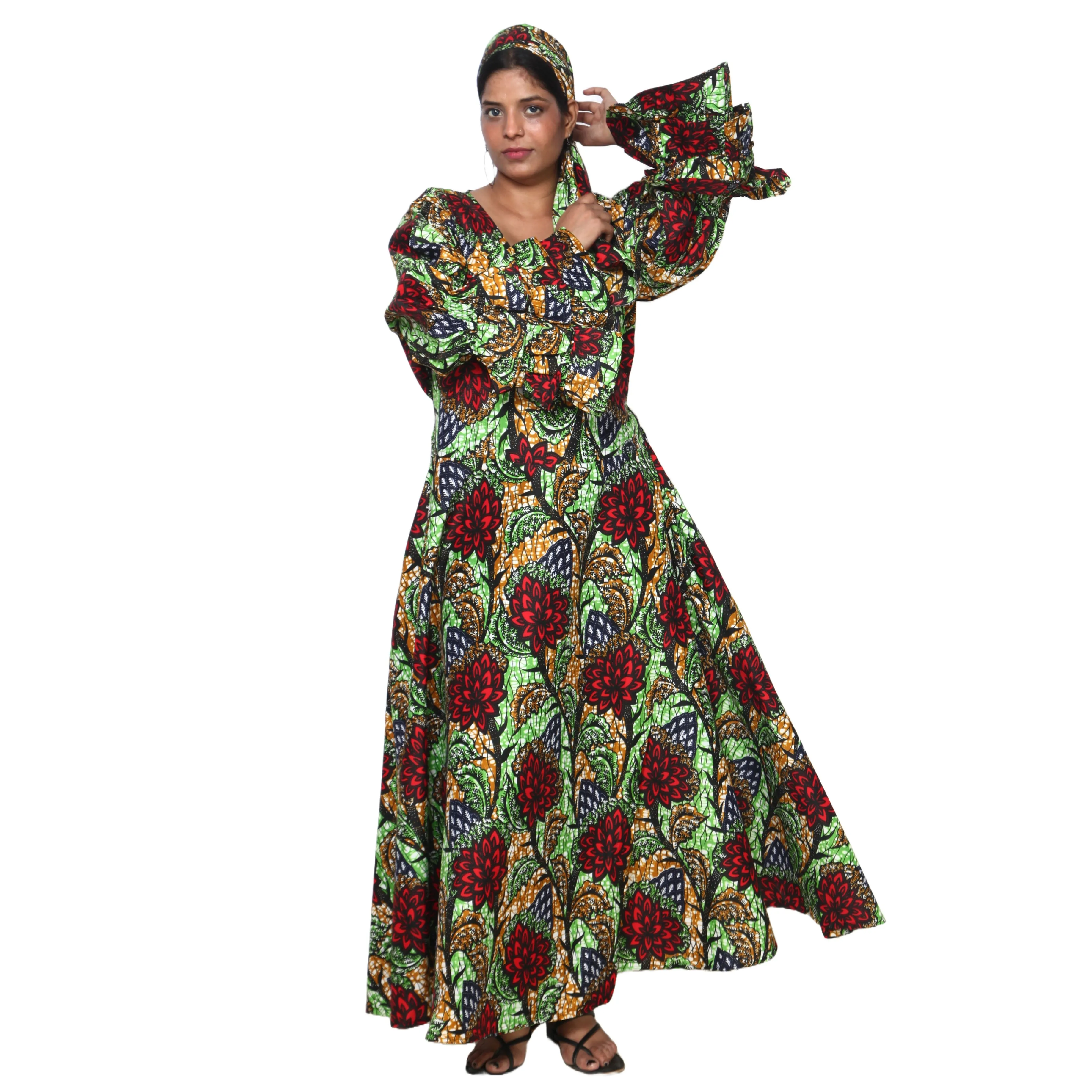 Women's Poly-Cotton Wrap Dress -- FI-80 FS