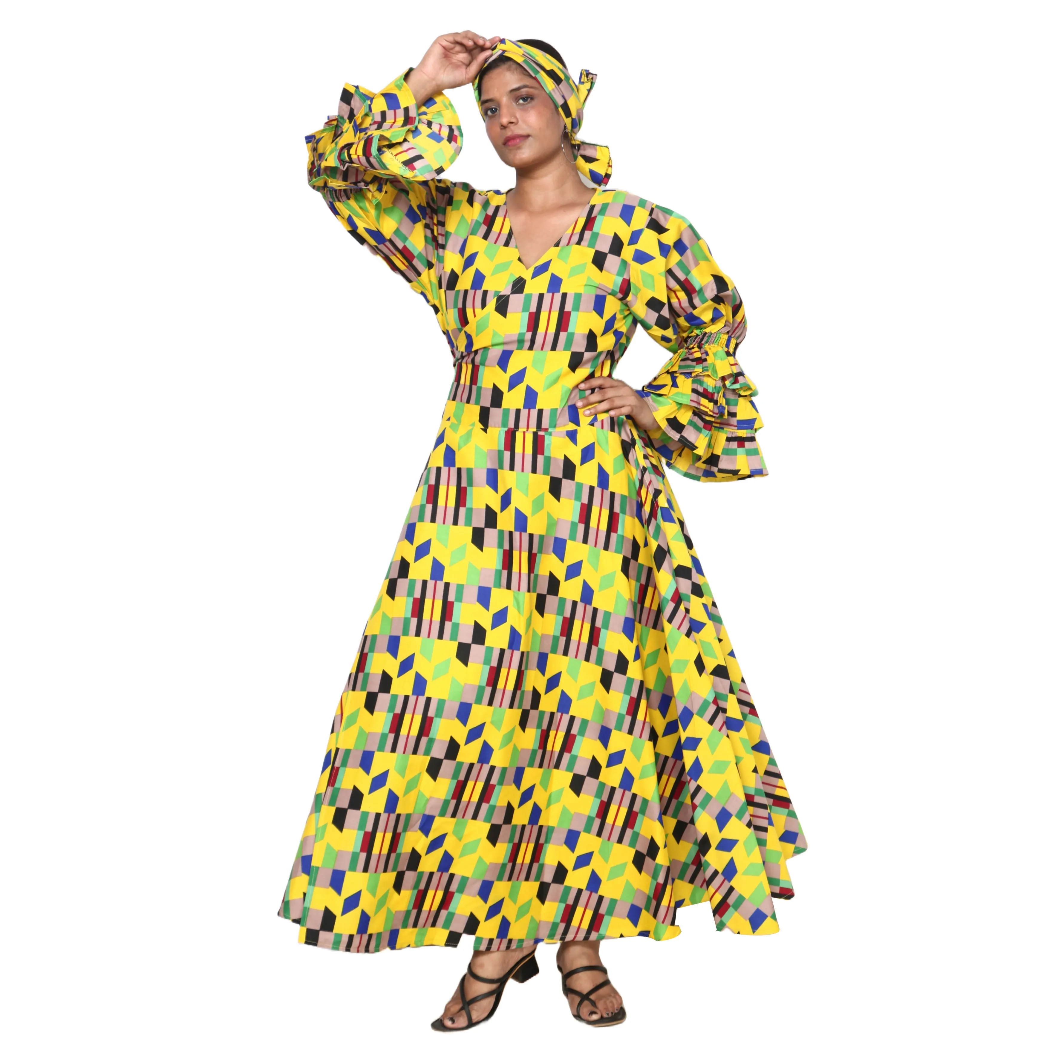 Women's Poly-Cotton Wrap Dress -- FI-80 FS