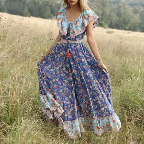 Women's Summer/Autumn Floral Long Off Shoulder Dress