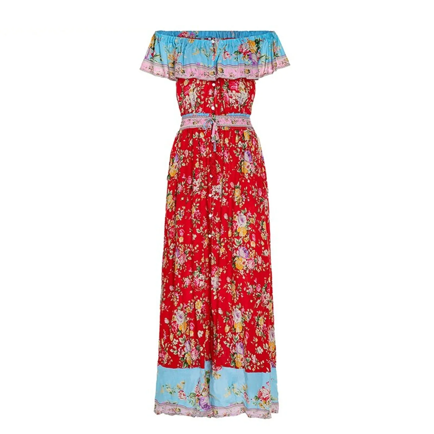 Women's Summer/Autumn Floral Long Off Shoulder Dress