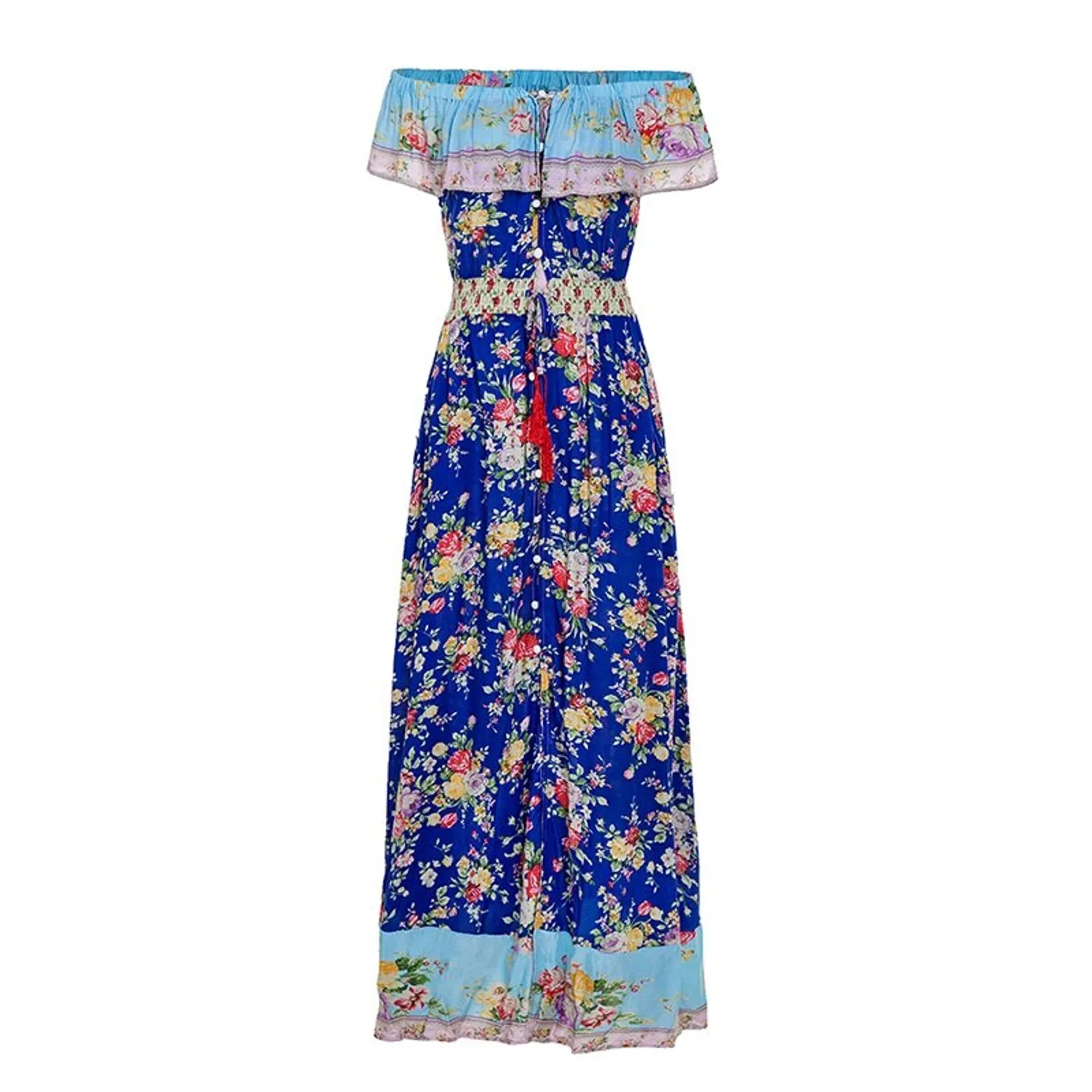 Women's Summer/Autumn Floral Long Off Shoulder Dress