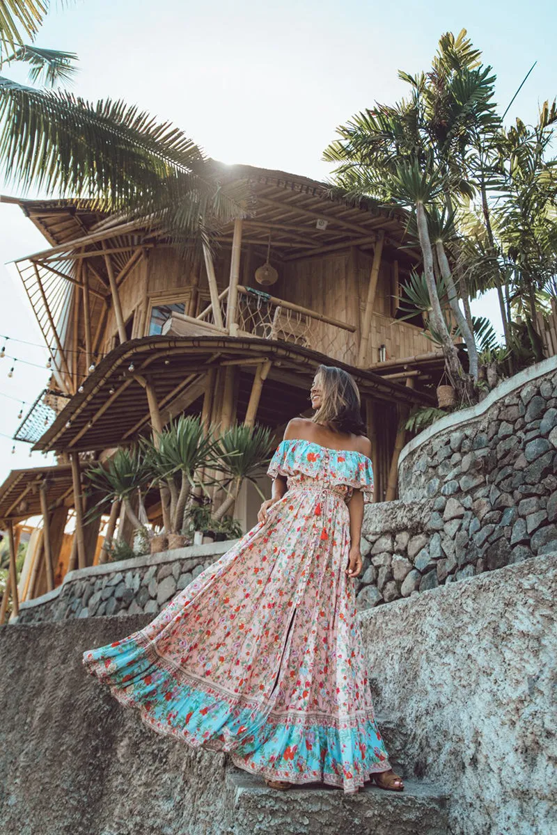 Women's Summer/Autumn Floral Long Off Shoulder Dress