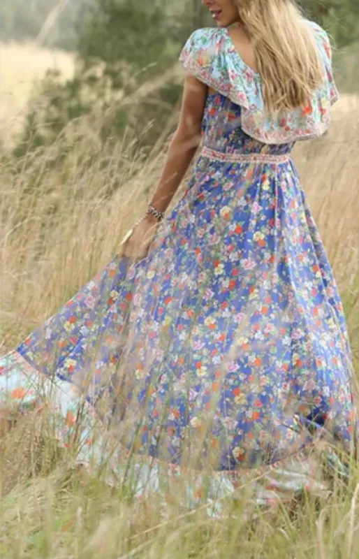 Women's Summer/Autumn Floral Long Off Shoulder Dress
