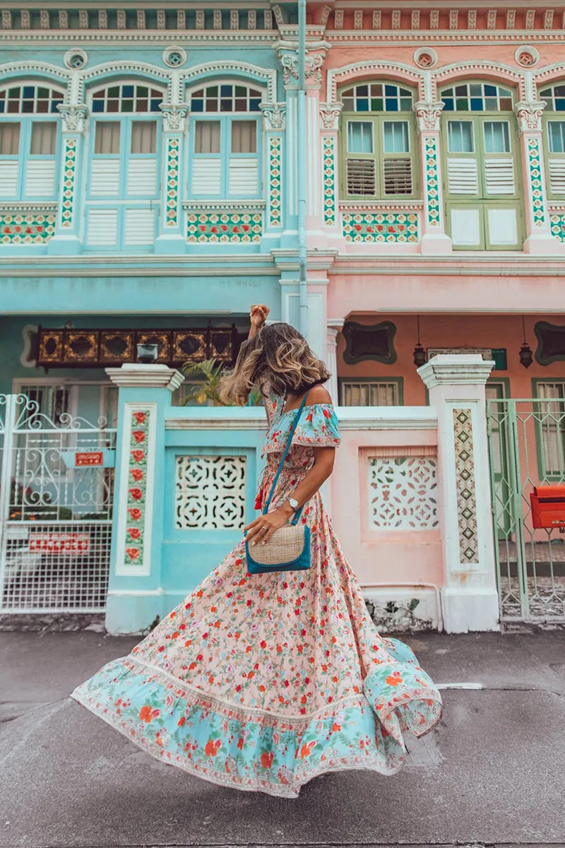 Women's Summer/Autumn Floral Long Off Shoulder Dress