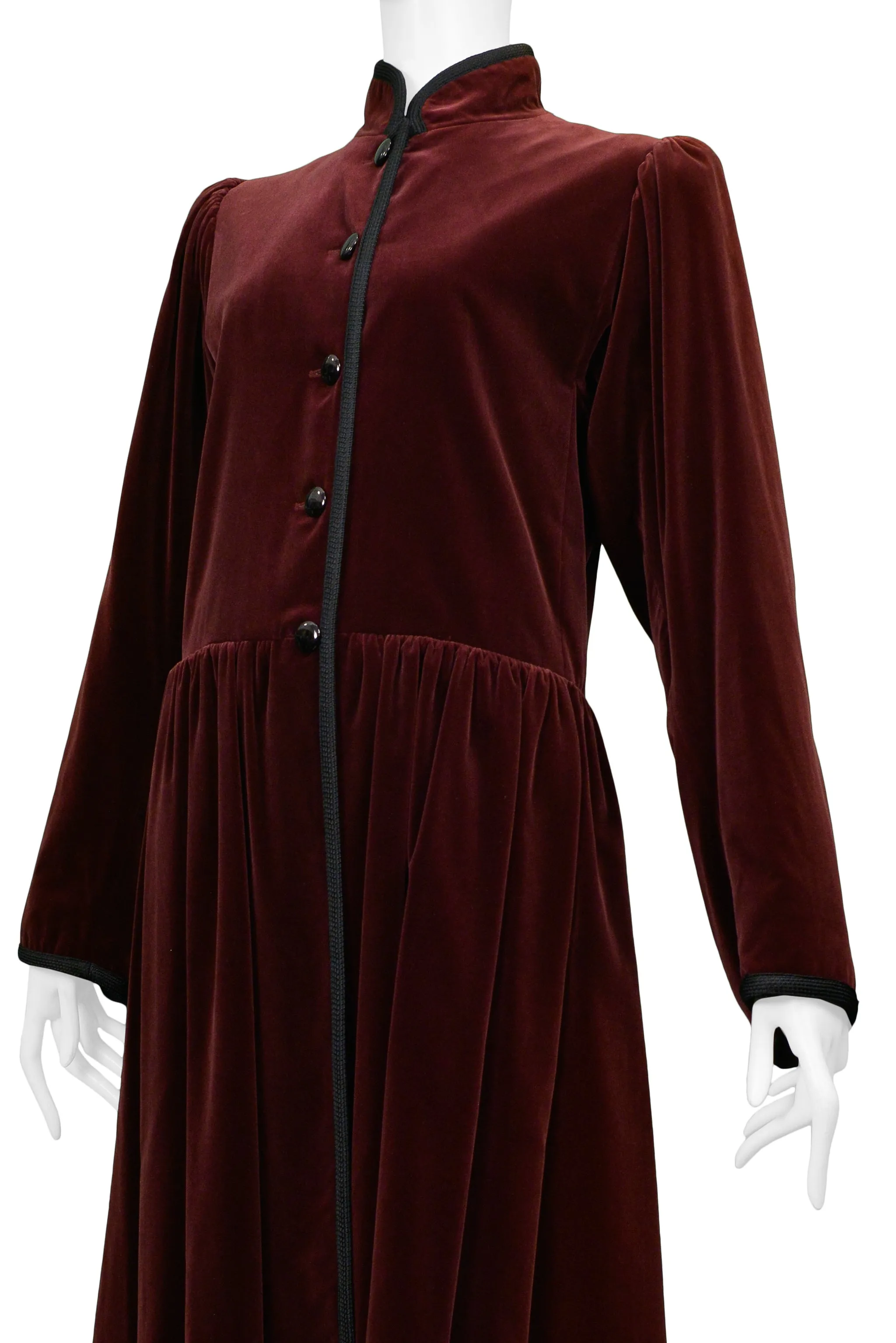 YVES SAINT LAURENT YSL CLASSIC BURGUNDY VELVET COAT