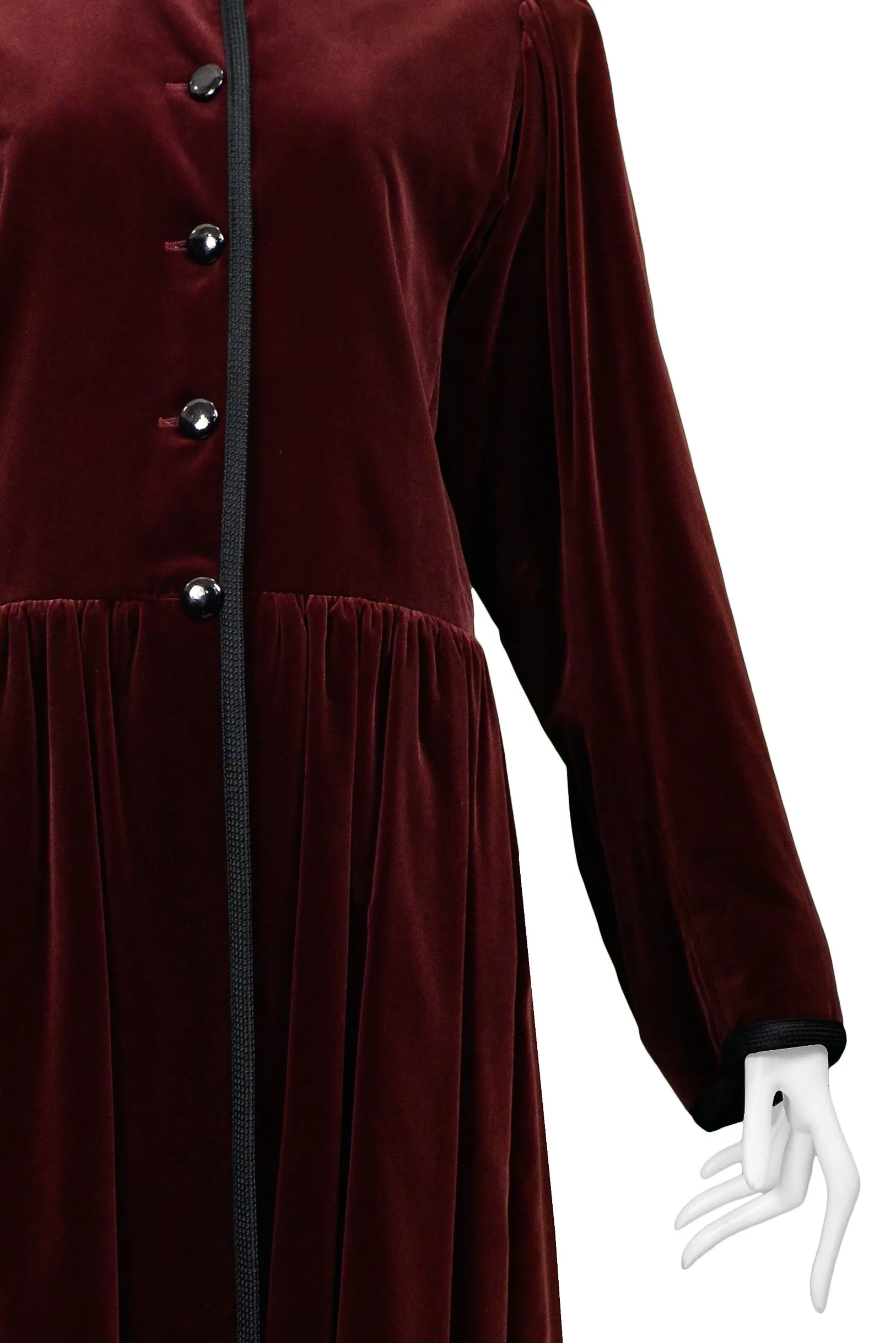 YVES SAINT LAURENT YSL CLASSIC BURGUNDY VELVET COAT