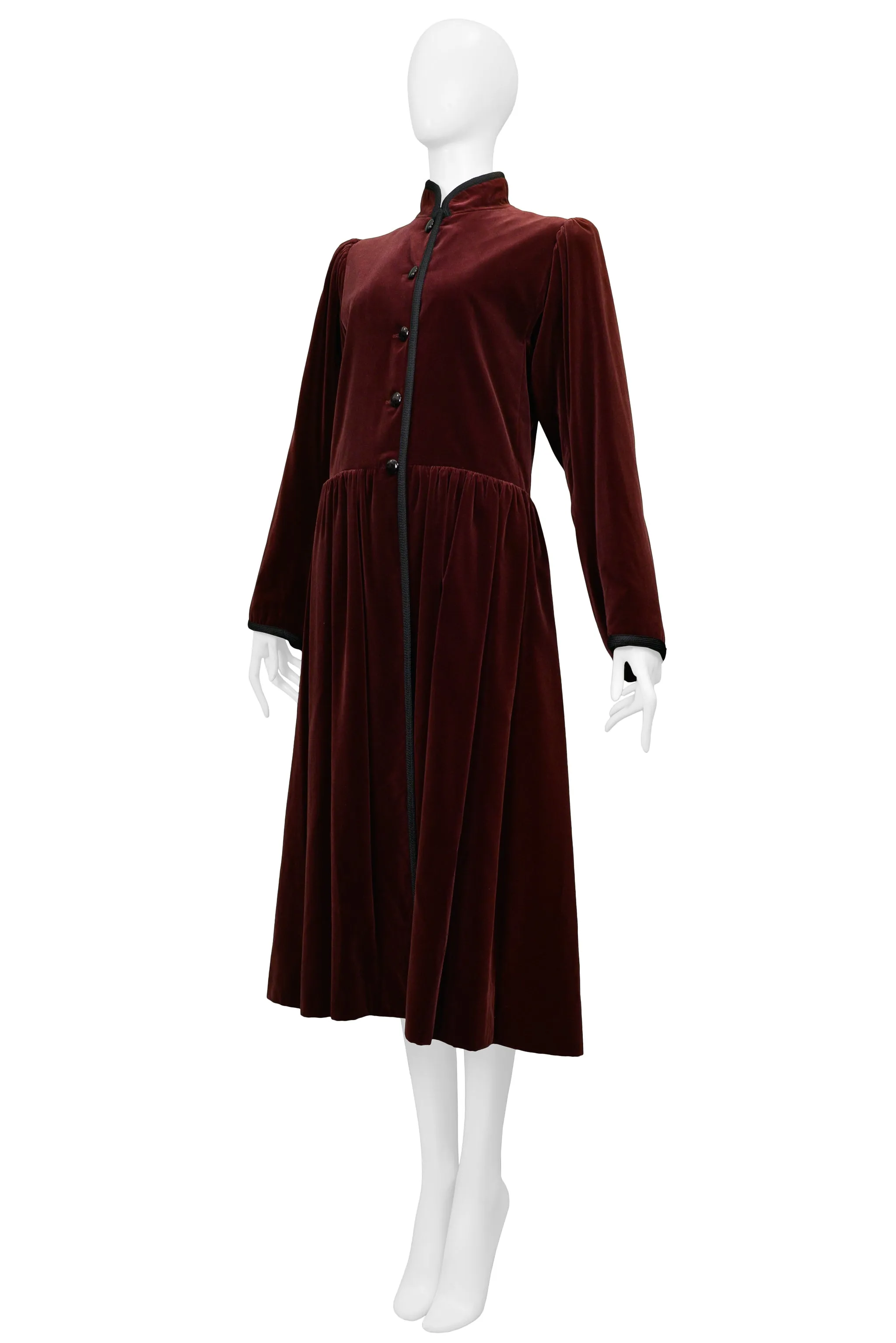 YVES SAINT LAURENT YSL CLASSIC BURGUNDY VELVET COAT