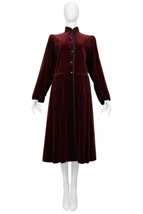 YVES SAINT LAURENT YSL CLASSIC BURGUNDY VELVET COAT