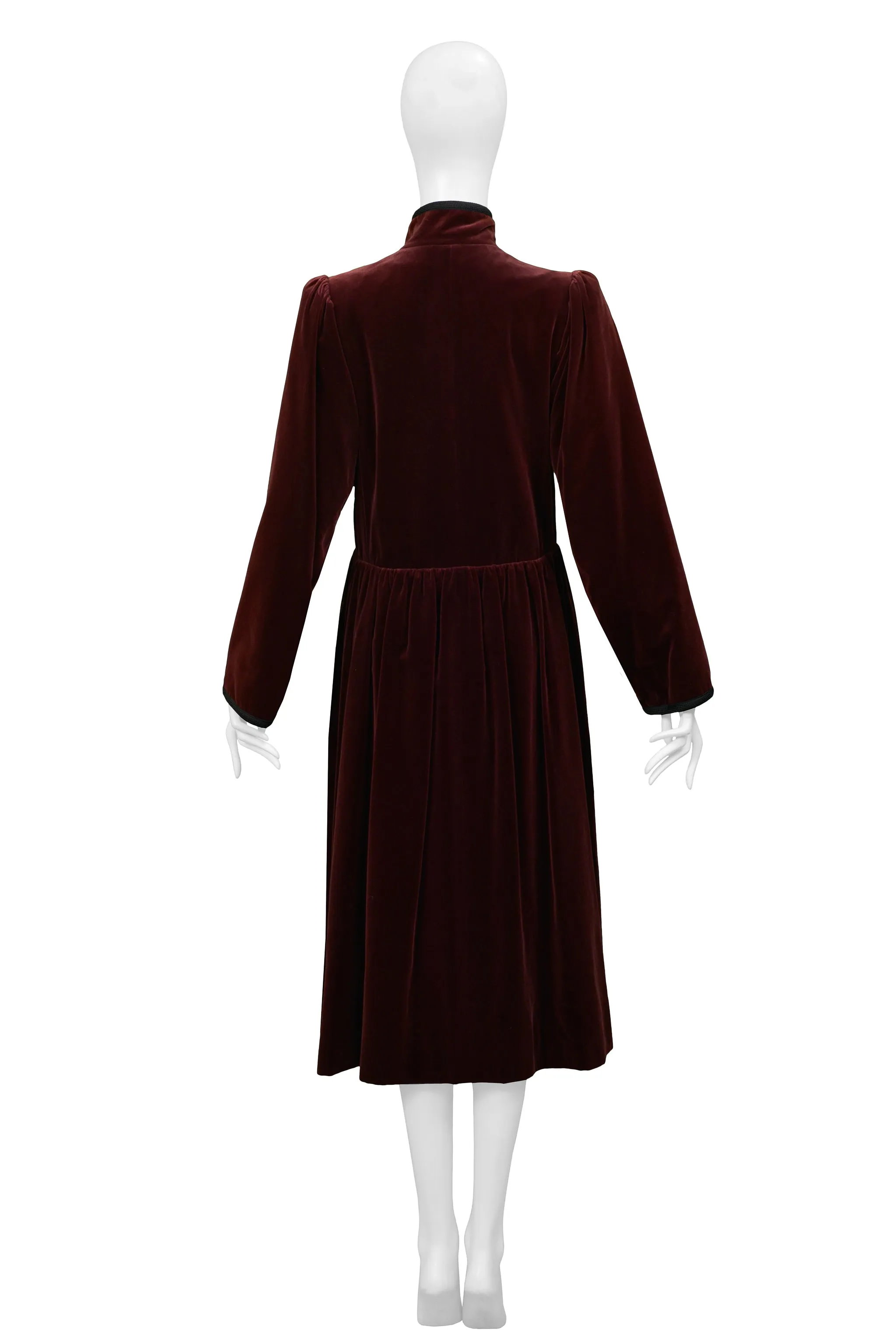 YVES SAINT LAURENT YSL CLASSIC BURGUNDY VELVET COAT